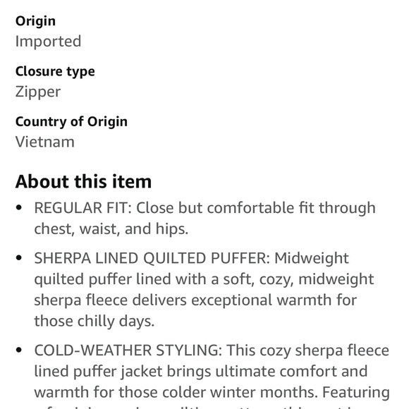 Amazon essential water resistant navy Sherpa lined puffer jacket, size XL - Picture 10 of 10